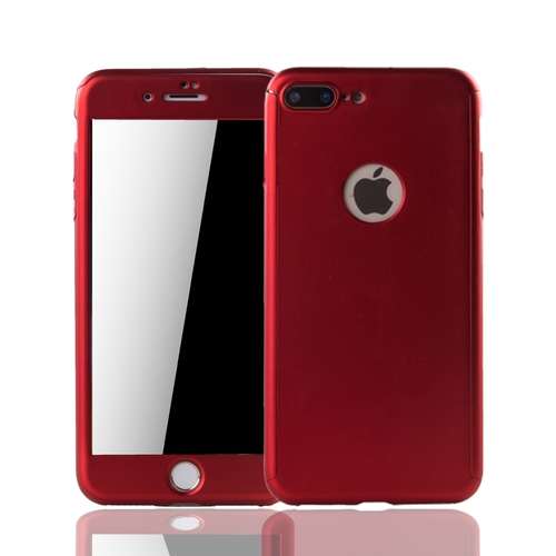 Handyh�lle Schutzh�lle f�r Apple iPhone 7 Plus Full Case Cover Displayschutz 360 Rot