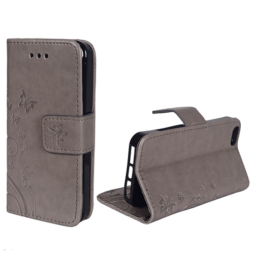 Schutz H�lle Blumen f�r Case Handy Apple iPhone 5 / 5s / SE Grau