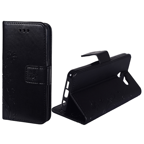 Schutz H�lle Blumen f�r Handy Samsung Galaxy A3 2016 Schwarz