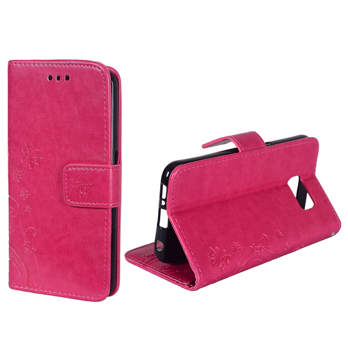 Schutz H�lle Blumen f�r Handy Samsung Galaxy S6 Edge Pink
