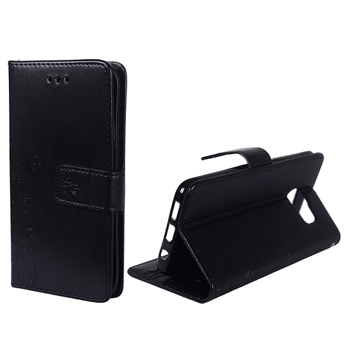 Schutz H�lle Blumen f�r Handy Samsung Galaxy S7 Edge Schwarz