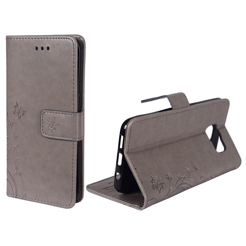 Schutz H�lle Blumen f�r Handy Samsung Galaxy S7 Edge Grau