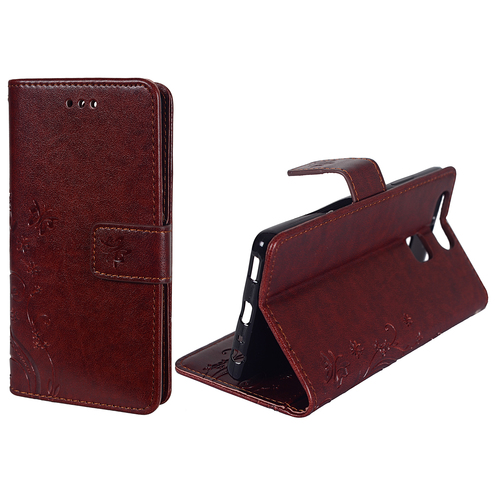 Schutz H�lle Blumen f�r Handy Huawei P9 Braun