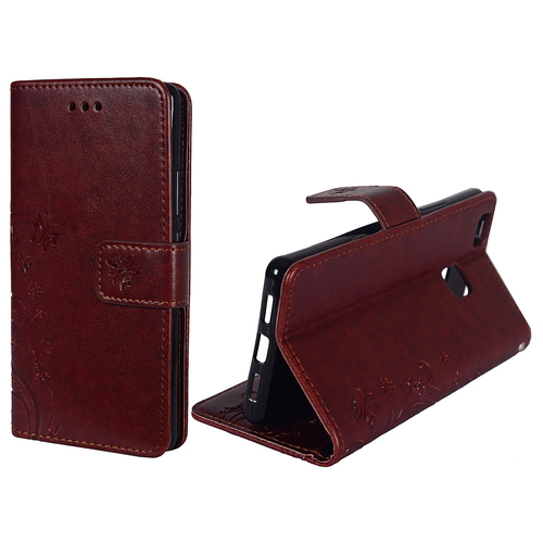 Schutz H�lle Blumen f�r Handy Huawei P9 Lite Braun