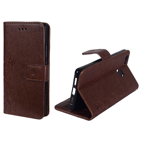 Schutz H�lle Blumen f�r Handy Huawei P9 Lite Coffee