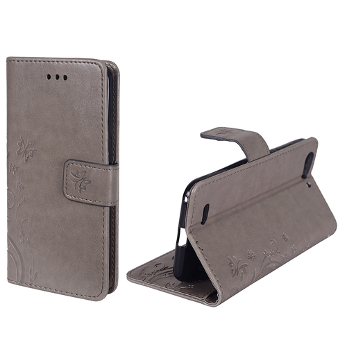 Schutz H�lle Blumen f�r Case Handy ZTE Blade V6 Grau