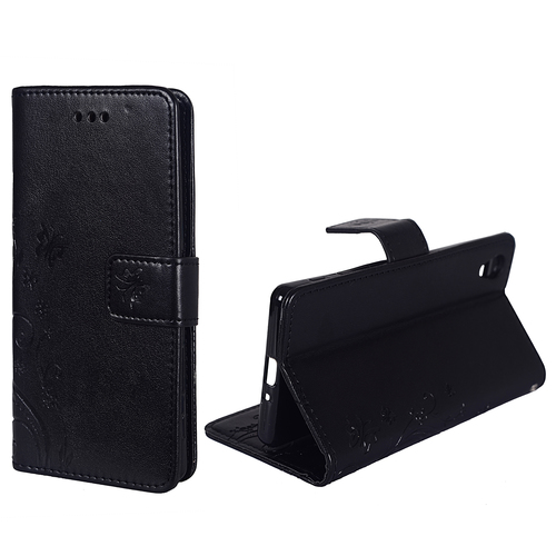 Schutz H�lle Blumen f�r Handy Sony Xperia X Schwarz