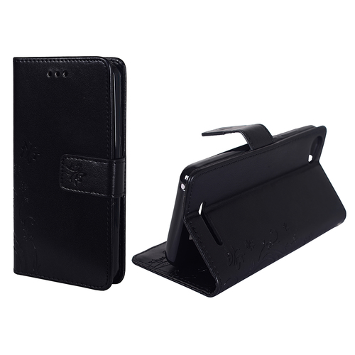 Schutz H�lle Blumen f�r Handy Wiko Jerry Schwarz