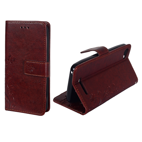 Schutz H�lle Blumen f�r Handy Wiko Jerry Braun