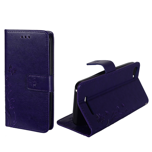 Schutz H�lle Blumen f�r Handy Wiko Jerry Violett