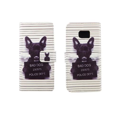Handyh�lle Tasche f�r Handy Samsung Galaxy S7 B�ser Hund Wei�