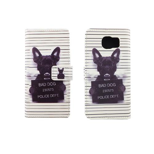 Handyh�lle Tasche f�r Handy Samsung Galaxy S6 B�ser Hund Wei�
