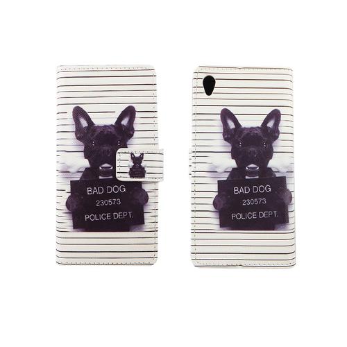 Handyh�lle Tasche f�r Handy Sony Xperia Z5 B�ser Hund Wei�