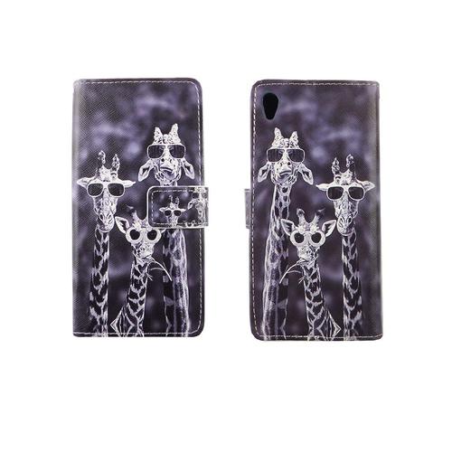 Handyh�lle Tasche f�r Handy Sony Xperia Z5 3 Giraffen
