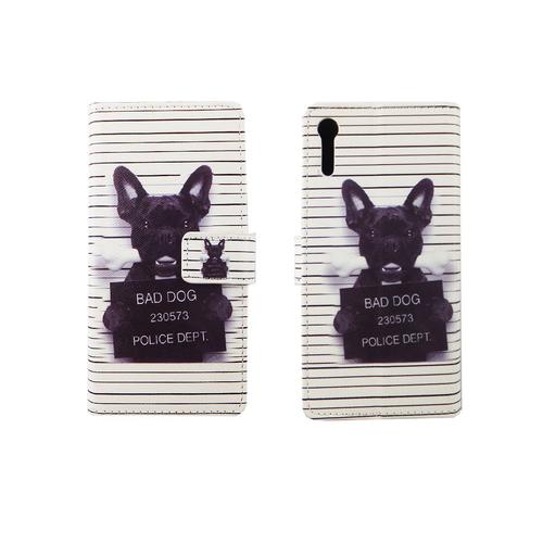 Handyh�lle Tasche f�r Handy Sony Xperia XZ B�ser Hund Wei�