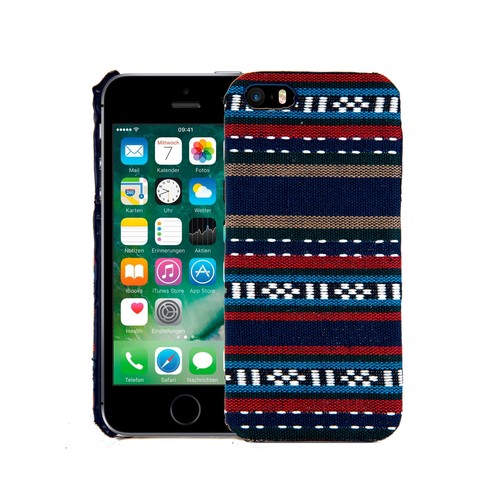 Handyh�lle aus Stoff-Case f�r Apple iPhone 5 / 5s / SE Cover Etuis Bumper Blau