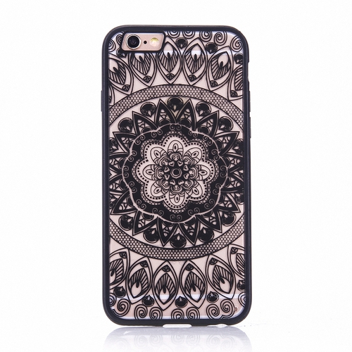 Handy H�lle Mandala f�r Samsung Galaxy S6 Design Case Schutzh�lle Motiv Kreis Cover Tasche Bumper Schwarz