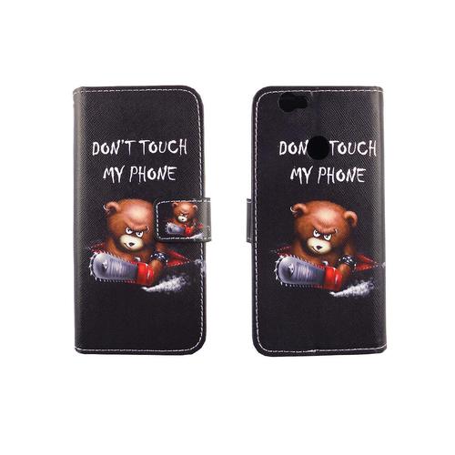 Handyh�lle Tasche f�r Handy Huawei Nova Schriftzug B�r mit Kettens�ge