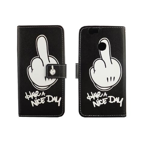 Handyh�lle Tasche f�r Handy Huawei Nova Have A Nice Day Schwarz