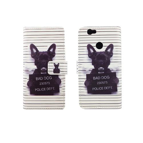 Handyh�lle Tasche f�r Handy Huawei Nova B�ser Hund Wei�