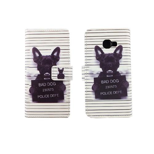 Handyh�lle Tasche f�r Handy Samsung Galaxy A3 2017 B�ser Hund Wei�