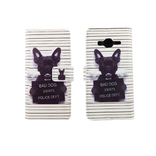 Handyh�lle Tasche f�r Handy Samsung Galaxy J3 B�ser Hund Wei�