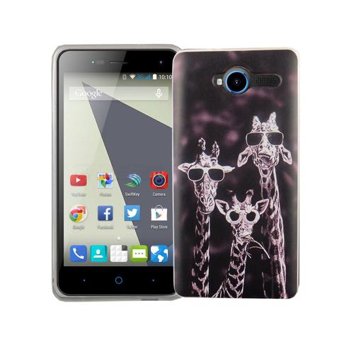 Handy H�lle f�r ZTE Blade L3 Cover Case Schutz Tasche Motiv Slim Silikon TPU 3 Giraffen