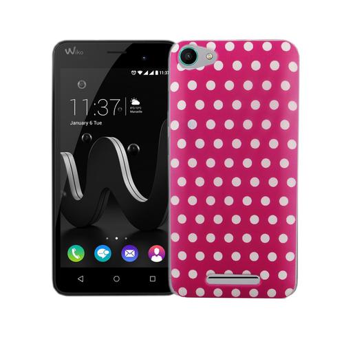 Handy H�lle f�r Wiko Jerry Cover Case Schutz Tasche Motiv Slim Silikon TPU Polka Dot Pink