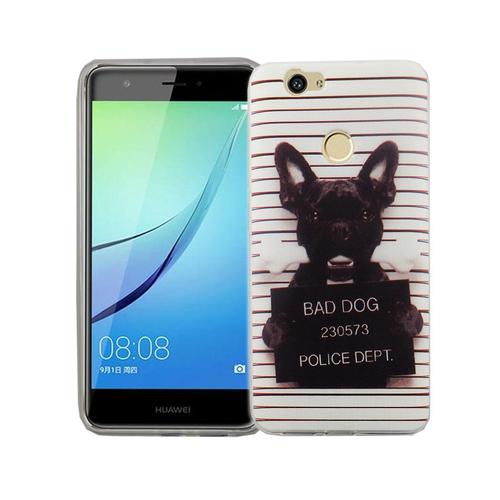 Handy H�lle f�r Huawei Nova Cover Case Schutz Tasche Motiv Slim Silikon TPU B�ser Hund Wei�