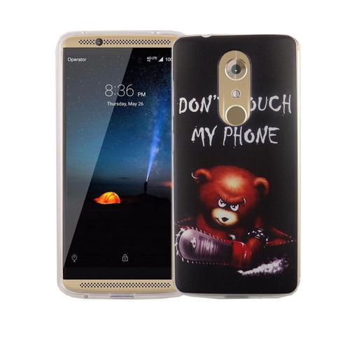 Handy H�lle f�r ZTE Axon 7 Mini Cover Case Schutz Tasche Motiv Slim Silikon TPU Schriftzug B�r mit Kettens�ge