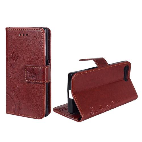 Schutz H�lle Blumen f�r Handy Sony Xperia X Compact Braun