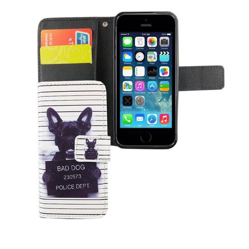 Handyh�lle Tasche f�r Handy Apple iPhone 5 / 5s / SE B�ser Hund Wei�