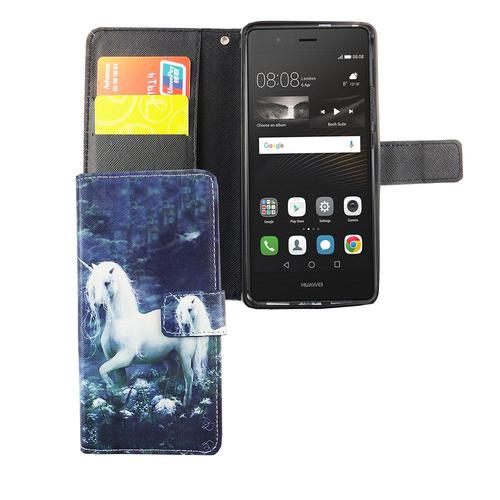 Handyh�lle Tasche f�r Handy Huawei P9 Lite Einhorn Wei�