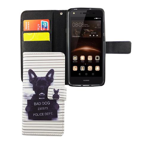Handyh�lle Tasche f�r Handy Huawei Y5 II / 2 B�ser Hund Wei�