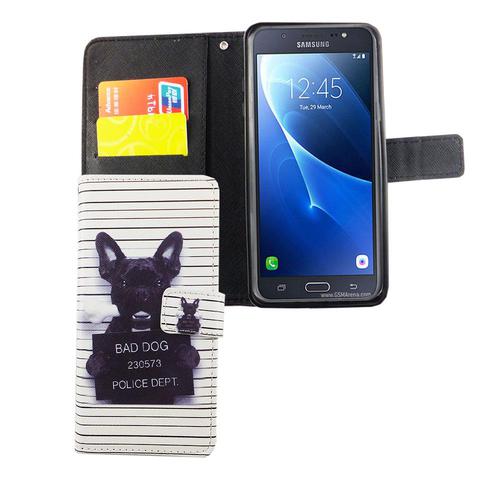 Handyh�lle Tasche f�r Handy Samsung Galaxy J7 2016 B�ser Hund Wei�