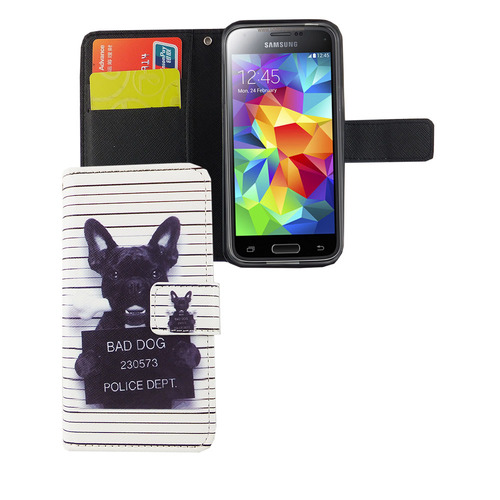 Handyh�lle Tasche f�r Handy Samsung Galaxy S5 Mini B�ser Hund Wei�