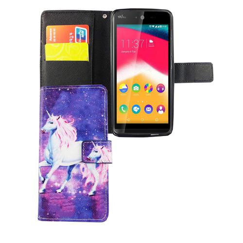 Handyh�lle Tasche f�r Handy Wiko Rainbow Jam Einhorn Magic