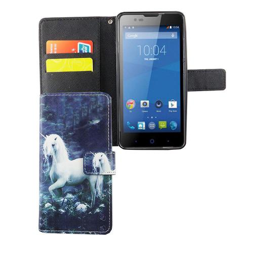 Handyh�lle Tasche f�r Handy ZTE Blade L3 Einhorn Wei�