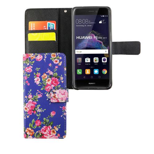 Handyh�lle Tasche f�r Handy Huawei P8 Lite 2017 Flower Print