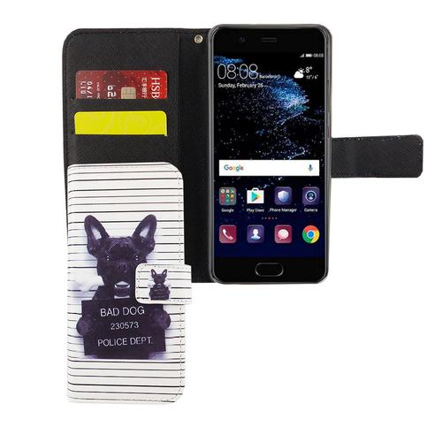 Handyh�lle Tasche f�r Handy Huawei P10 B�ser Hund Wei�
