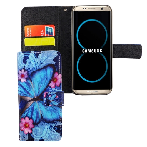 Handyh�lle Tasche f�r Handy Samsung Galaxy S8 Blauer Schmetterling