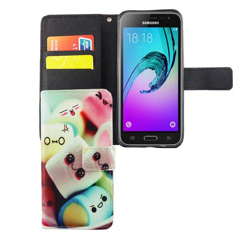 Handyh�lle Tasche f�r Handy Samsung Galaxy J3 Emerge Schriftzug Marshmallows