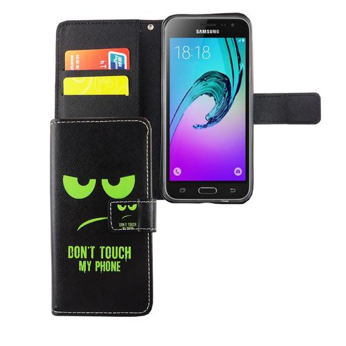 Handyh�lle Tasche f�r Handy Samsung Galaxy J3 Emerge Dont Touch My Phone Gr�n