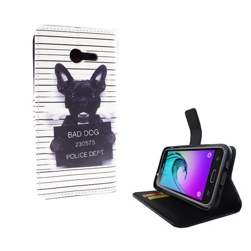 Handyh�lle Tasche f�r Handy Samsung Galaxy J3 Emerge B�ser Hund Wei�