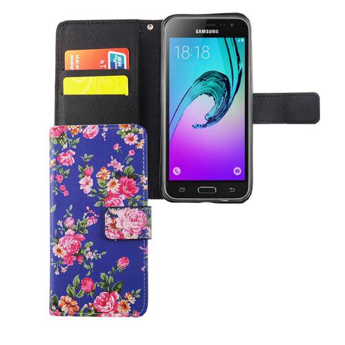 Handyh�lle Tasche f�r Handy Samsung Galaxy J3 Emerge Flower Print