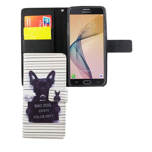 Handyh�lle Tasche f�r Handy Samsung Galaxy J5 Prime B�ser Hund Wei�
