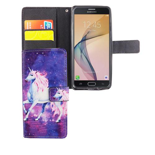 Handyh�lle Tasche f�r Handy Samsung Galaxy J5 Prime Einhorn Magic