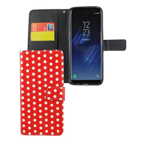 Handyh�lle Tasche f�r Handy Samsung Galaxy S8+ Plus Polka Dot Rot