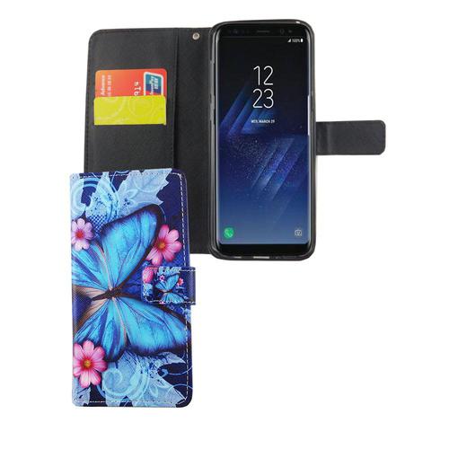 Handyh�lle Tasche f�r Handy Samsung Galaxy S8+ Plus Blauer Schmetterling