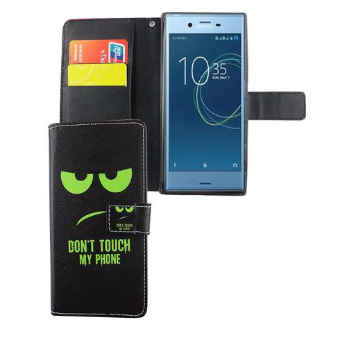Handyh�lle Tasche f�r Handy Sony Xperia XZs Dont Touch My Phone Gr�n